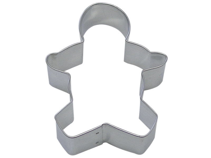 gingerbread boy shaped metal cookie cutter.
