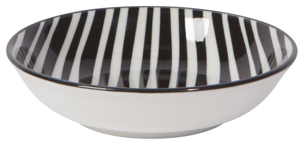 off-white bowl with bold black lines.