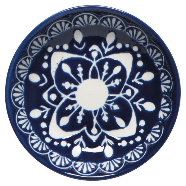 navy with white embossing porto dipping dish