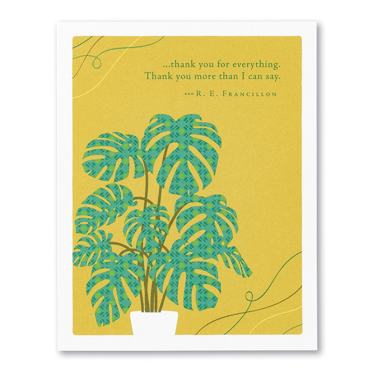 front is a large leaf plant with text