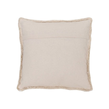 back of the slub textured throw pillow is solid cream on a white background