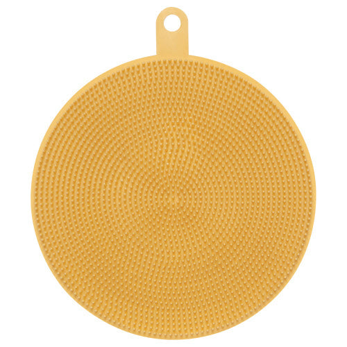 yellow round silicone scrubber.