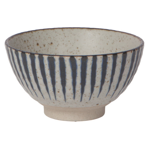 small bowl with navy stripes.