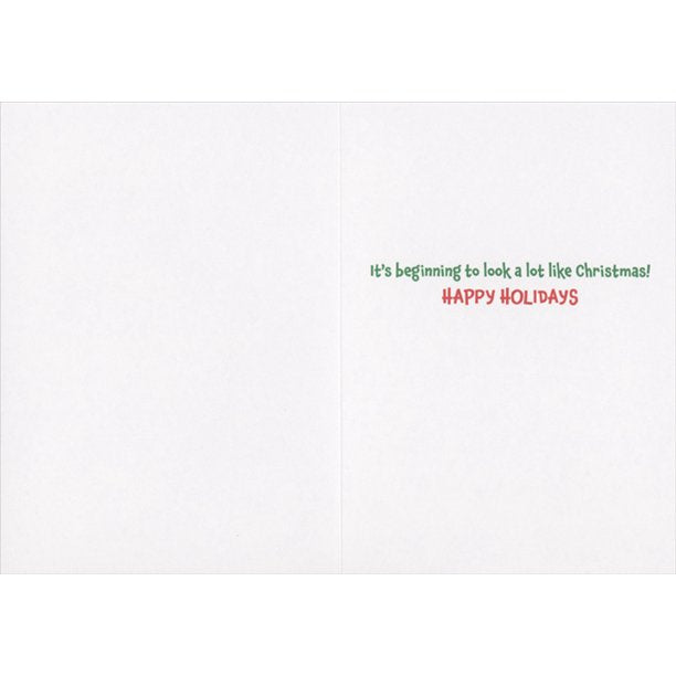 inside view of card is white with green and red text listed in the description