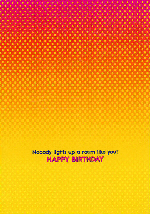 inside of card is pink ombre going to yellow with text in blue and pink listed in description