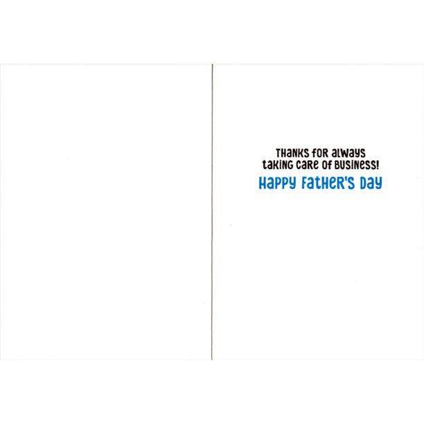 inside of card is white with text "thanks for always taking care of business! happy father's day"