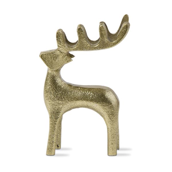 gold metal deer on a white background.