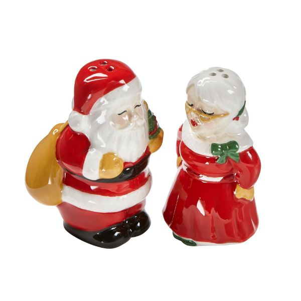 one mr and mrs claus shaker shown on a white background.