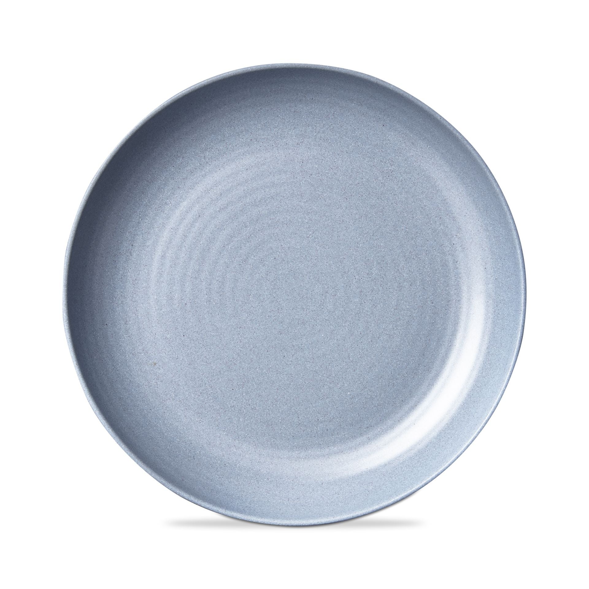 blue Brooklyn Melamine Dinner Plate on a a white background.