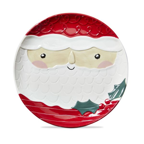 round platter with santa face design on it.