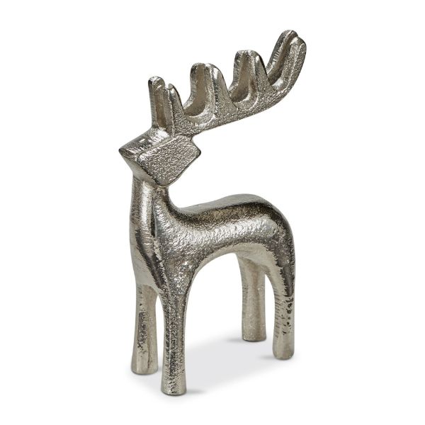 silver metal deer on a white background.