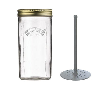 Pickle Jar with Lifter set next to it on a white background.