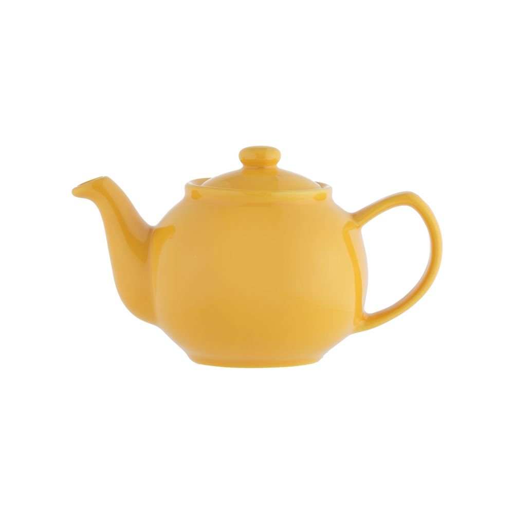 mustard teapot on a white background.