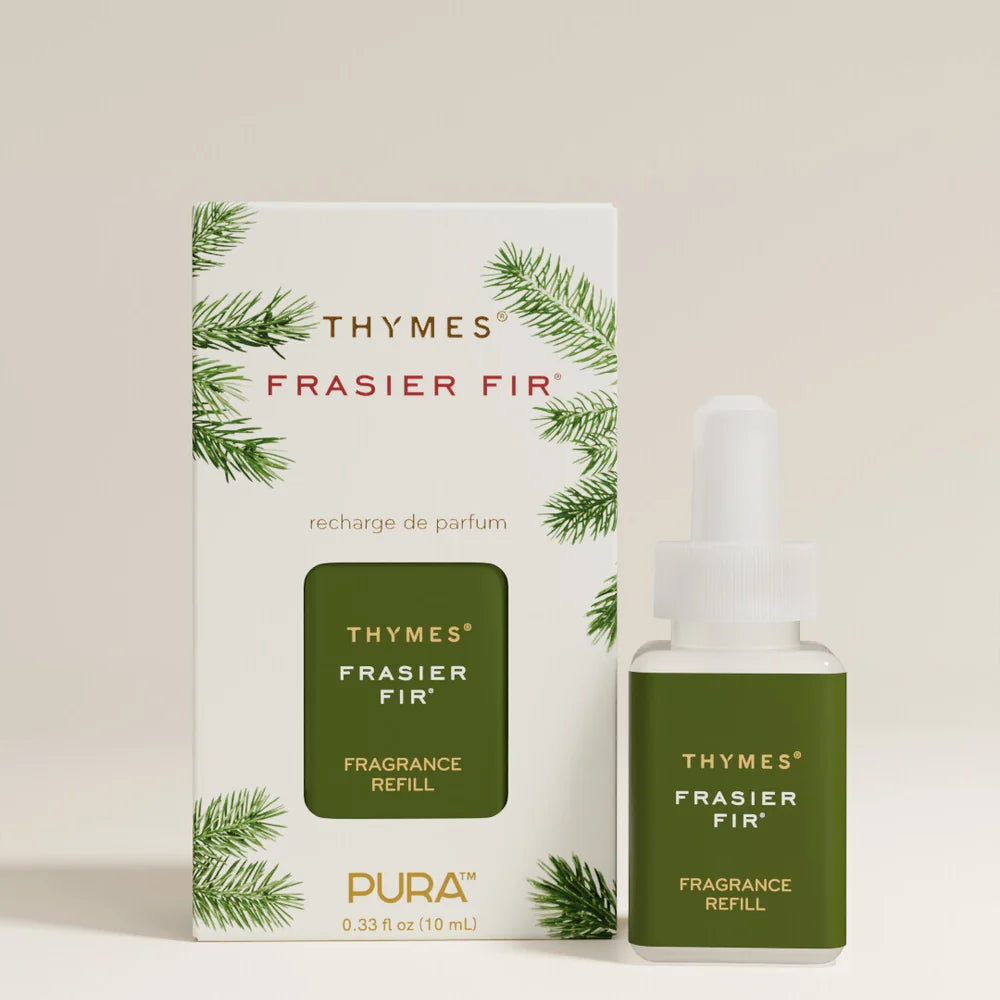 frasier fir thymes fragrance next to its box on a white background