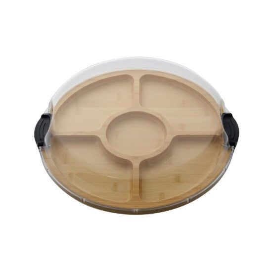 Round Build A Board with lid on it shown on a white background