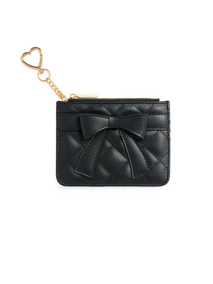 front view of black Quilted Bow Card Case