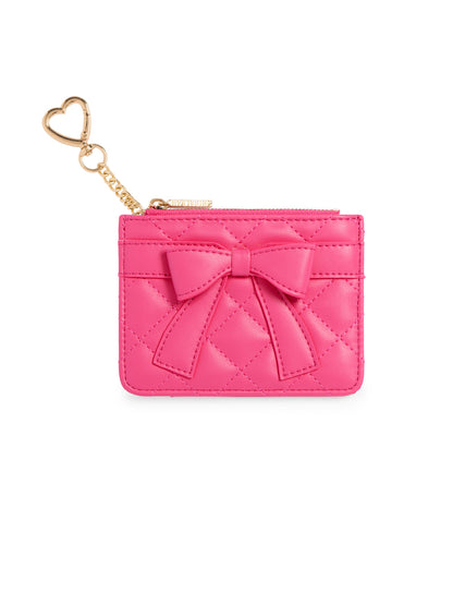 front view of pink Quilted Bow Card Case