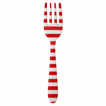 red and white stripe small fork shown on a white background