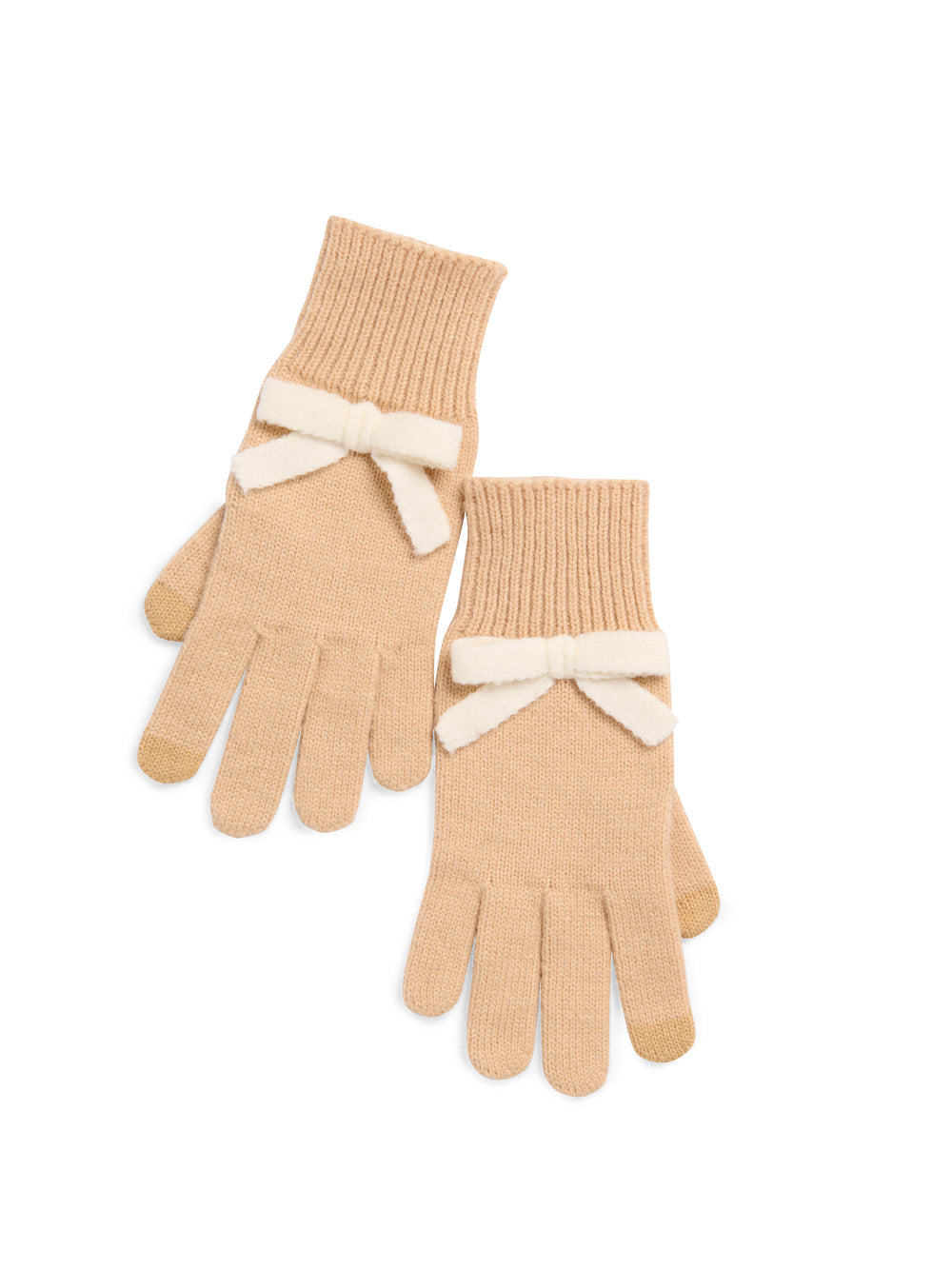 tan gloves with white bow