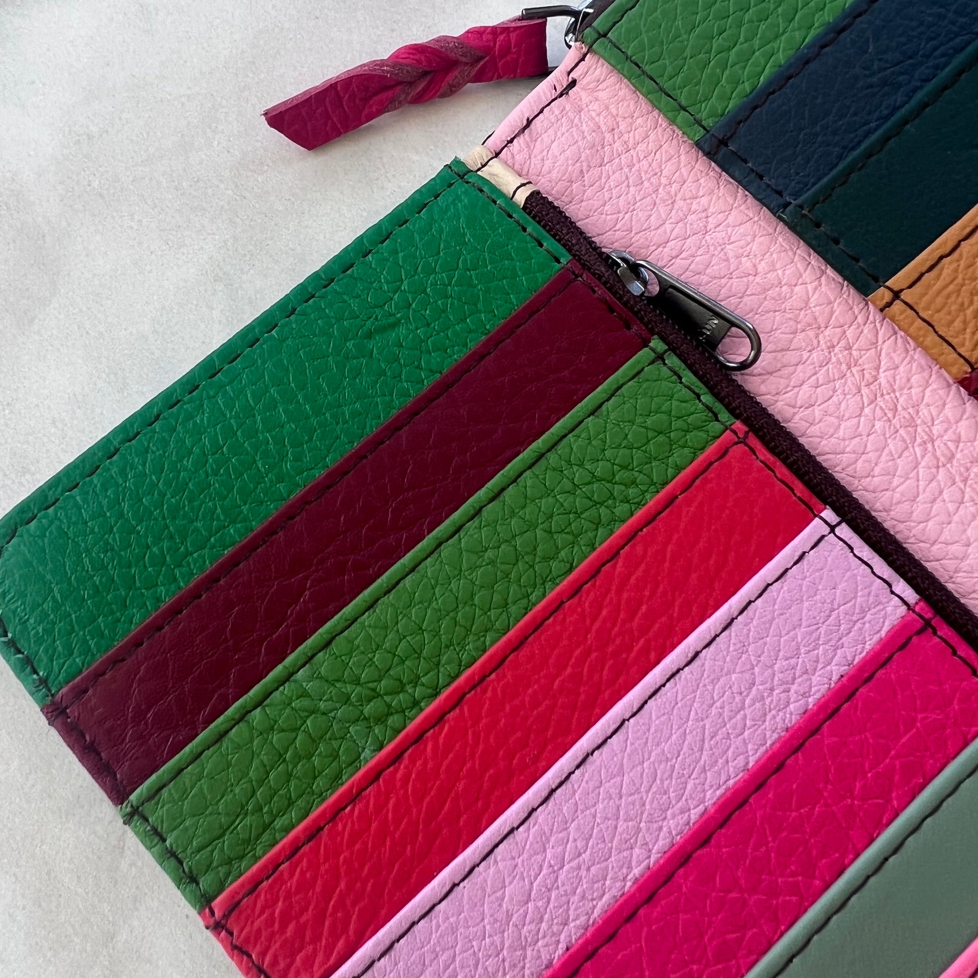 close-up of colorful card slots