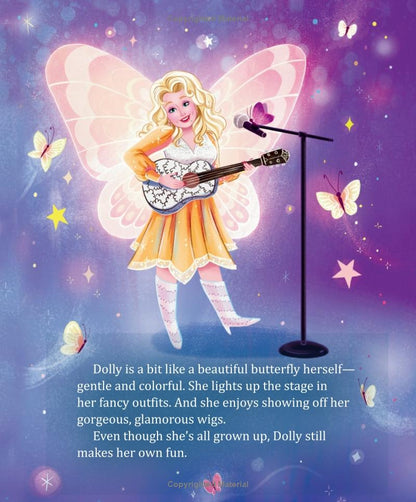 page from My Little Golden Book About Dolly Parton with graphic of her on stage.