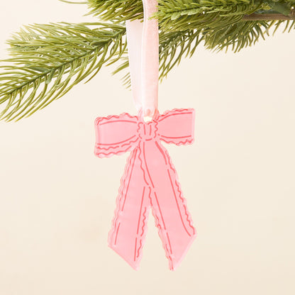 pink ruffle bow ornament