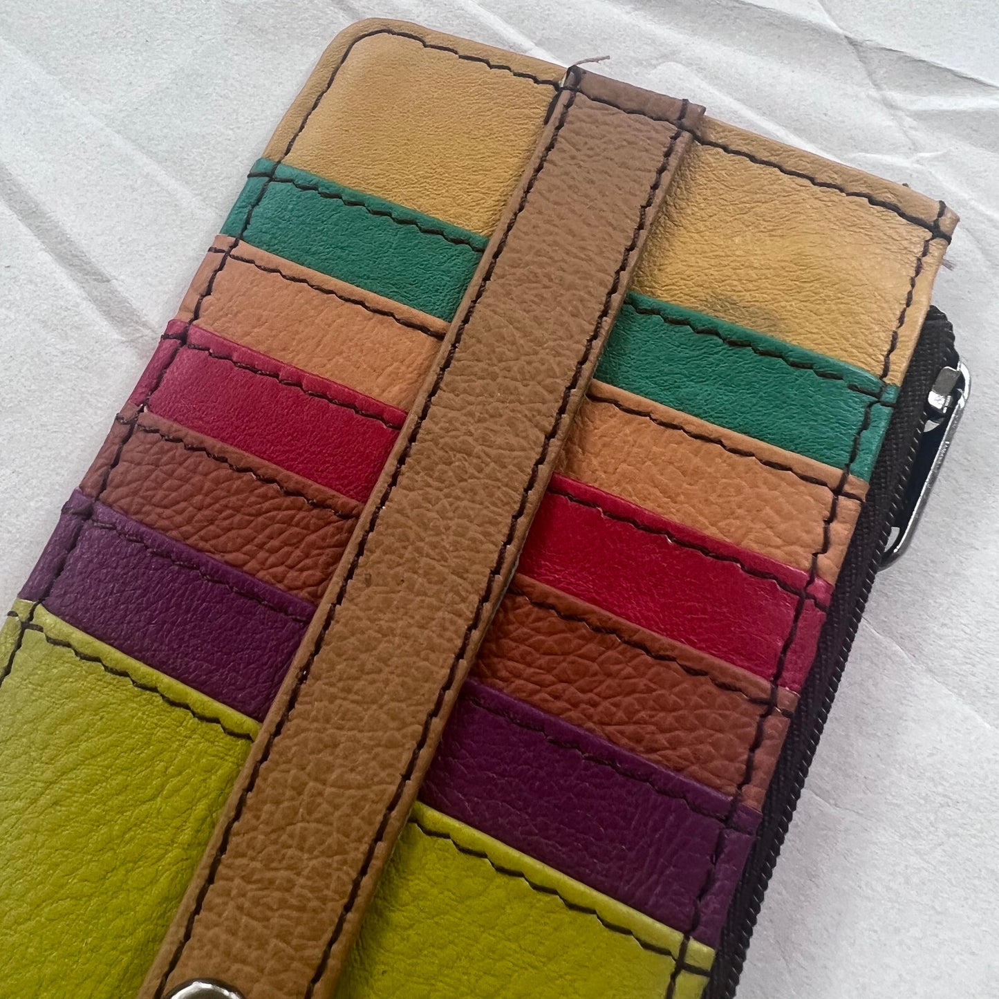 close-up of colorful card slots