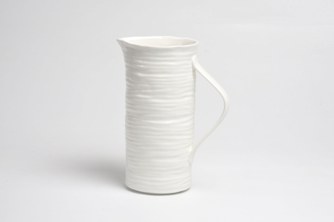 white organic ceramic pitcher