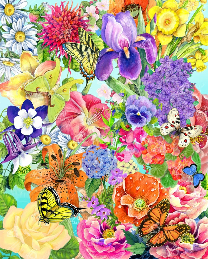 butterflies and flower garden art without diamonds