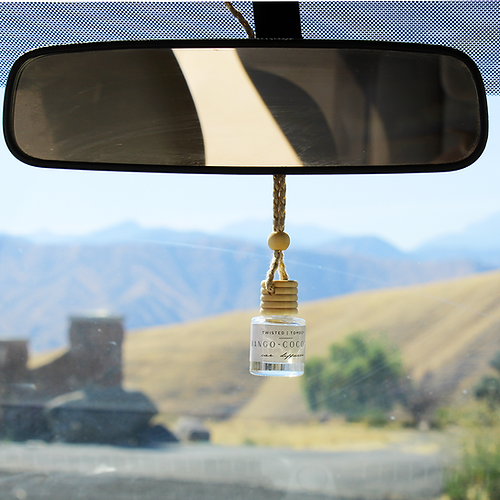 car diffuser hanging from rear view mirror