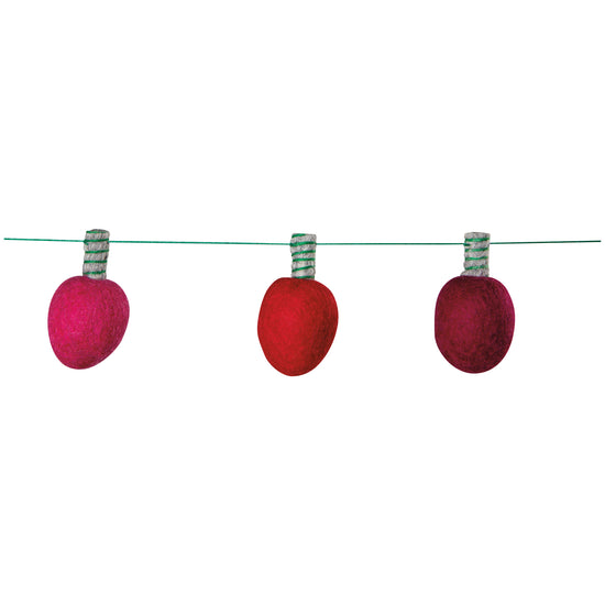 close-up of felt christmas light garland