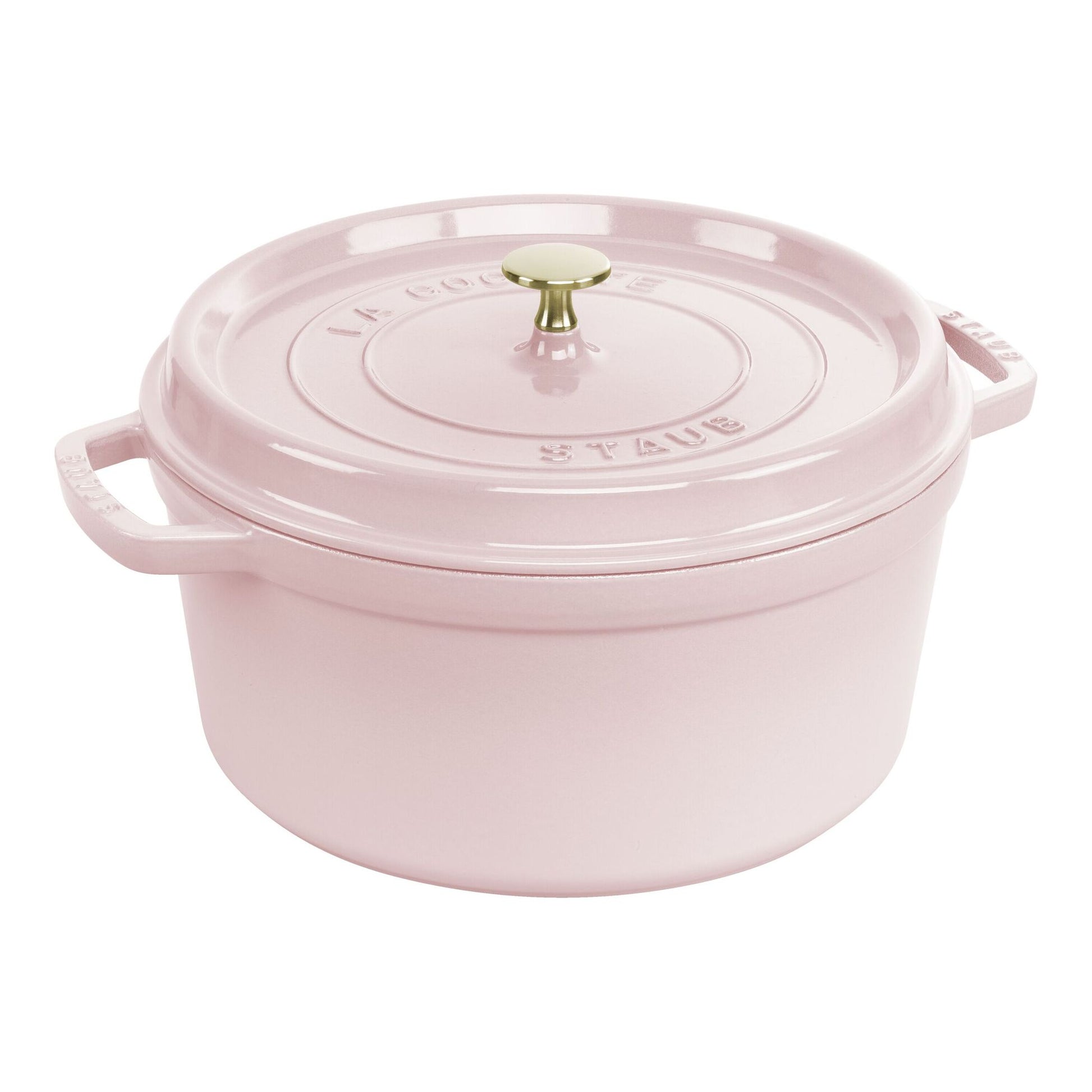 pink Cocotte  with lid on it