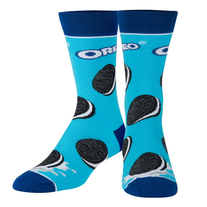 light blue socks with oreos and oreo logo design