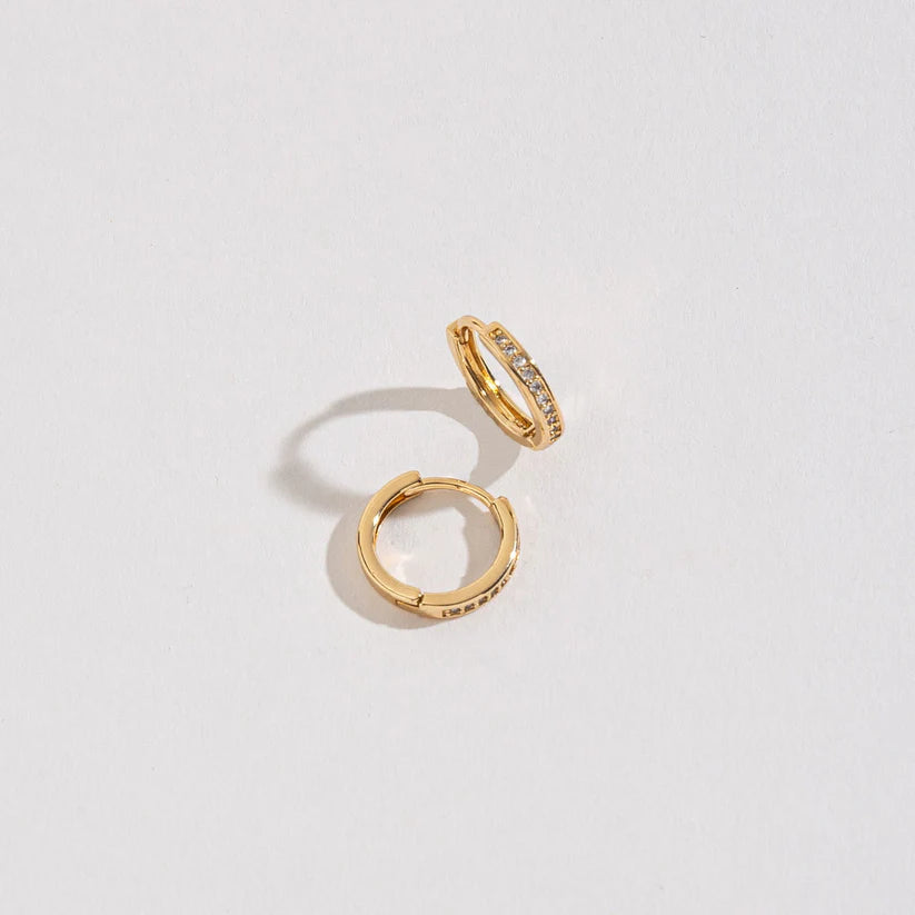 Small Pave Style Hoops on a white background.