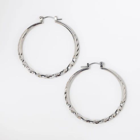 Twisted Hoop Earrings on a white background.