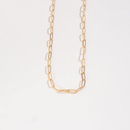 gold paperclip chain necklace.