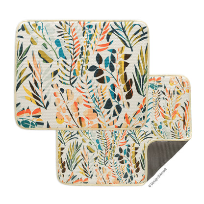 2 colorful leaves dish mats with one corner up to show under side