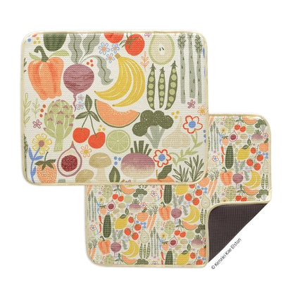 2 farm stand dish mats on a white background