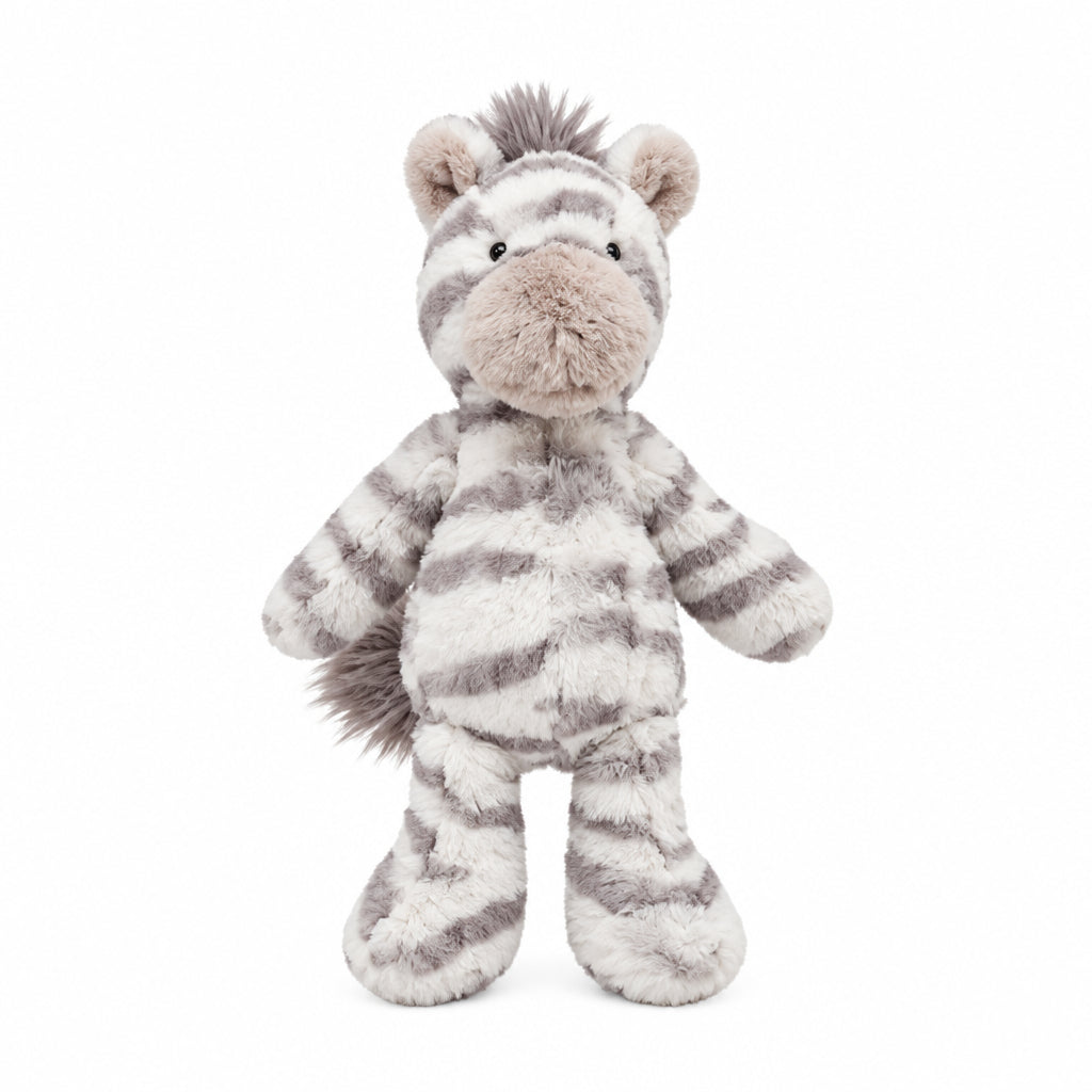 zebra safari plush rattle pal on a white background