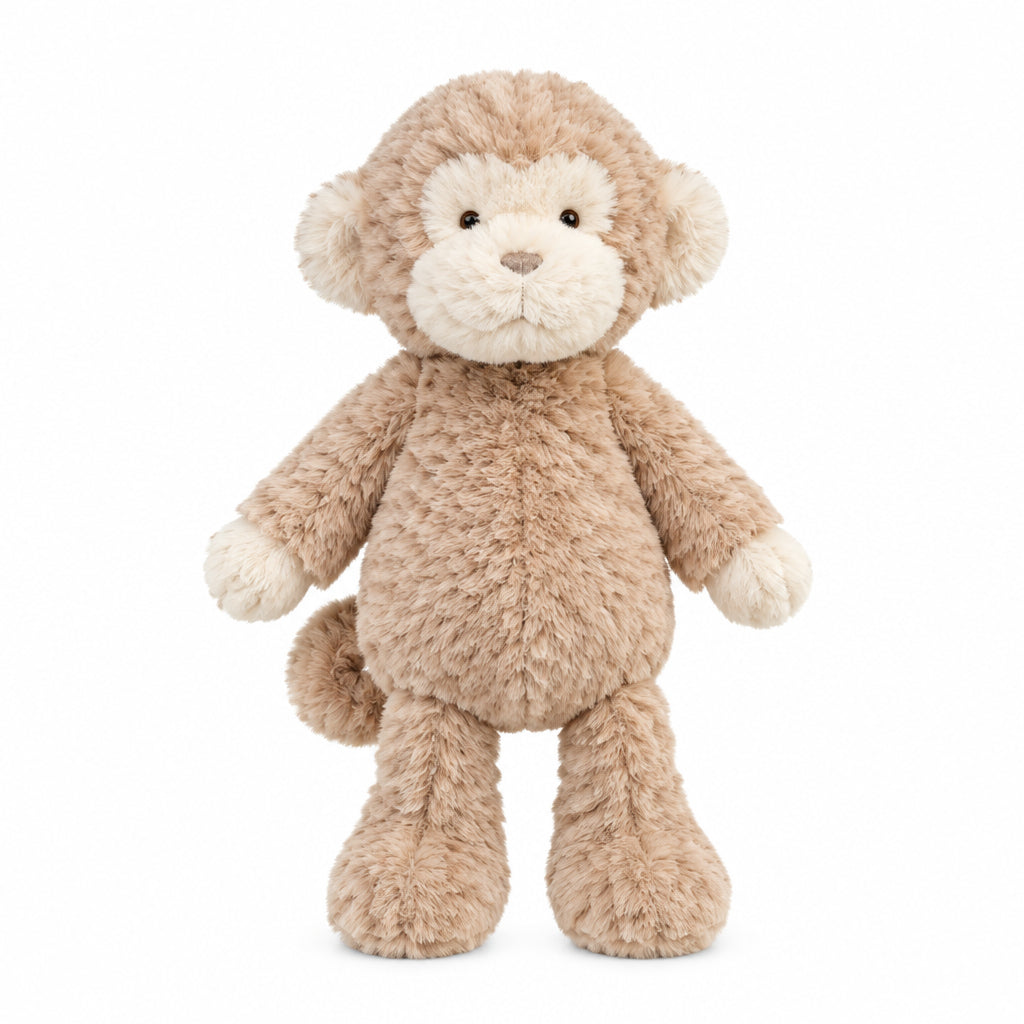 monkey safari plush rattle pal on a white background