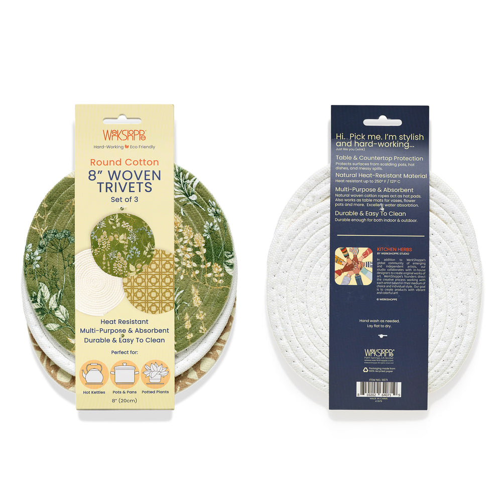 front and back views of trivets in their packaging
