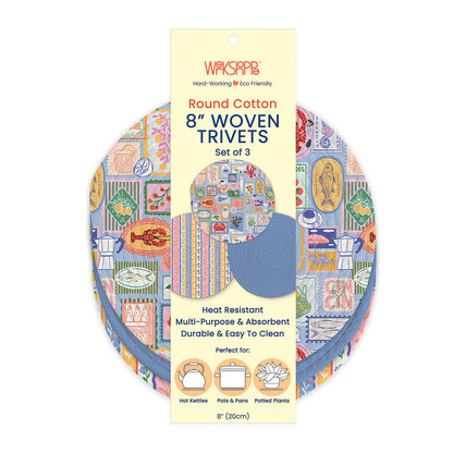 mediterranean summer trivets in their packaging