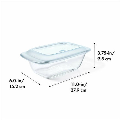Glass Loaf Pan with lid with measurements