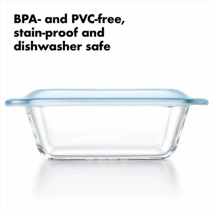 side view of Glass Loaf Pan with lid
