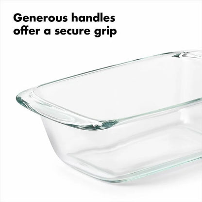 Glass Loaf Pan without lid on it