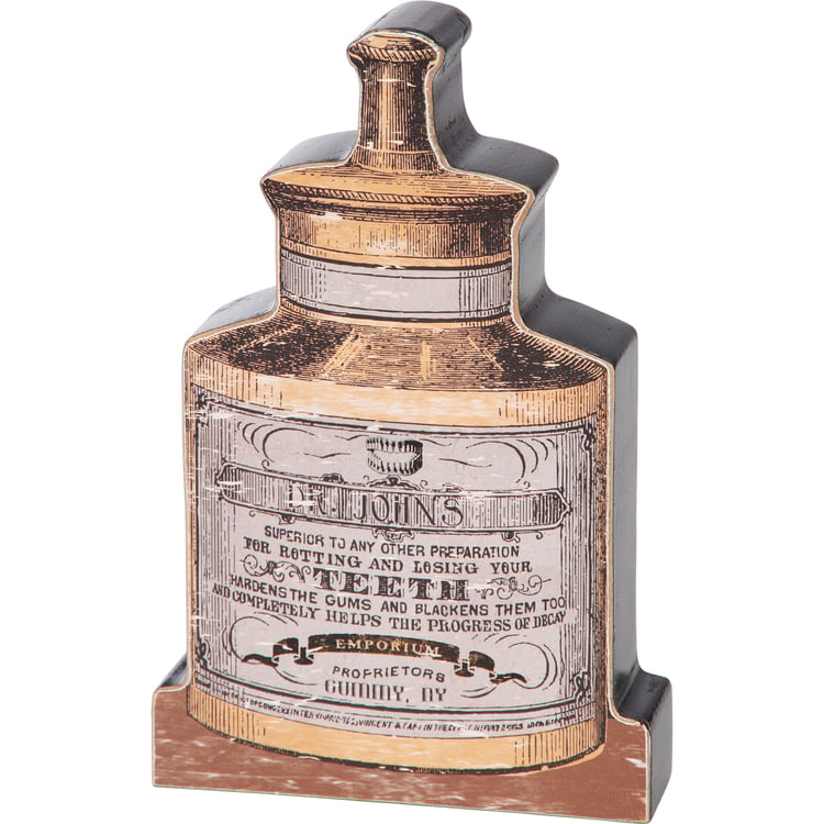 Vintage-style wooden bottle cut-out with vintage-style label on a white background