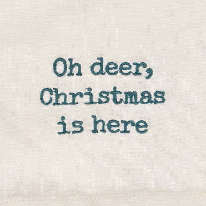 close-up of "Oh deer" embroidery.