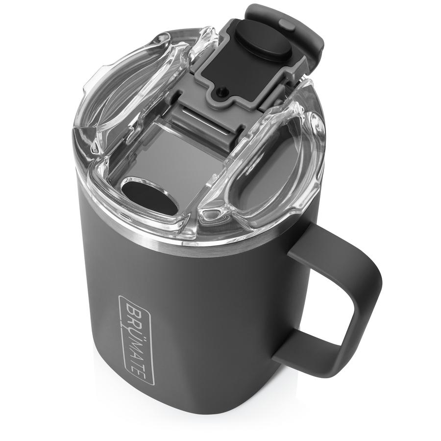 matte gray toddy with open lid on a white background