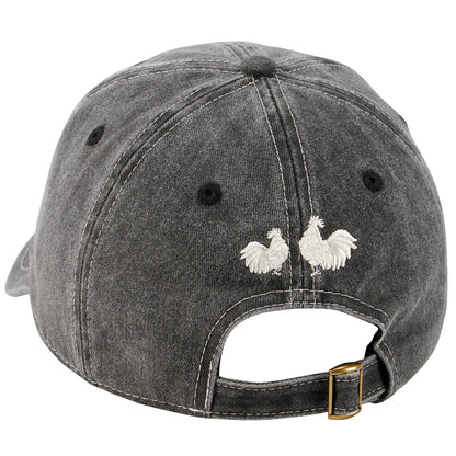 back of zero clucks given baseball hat