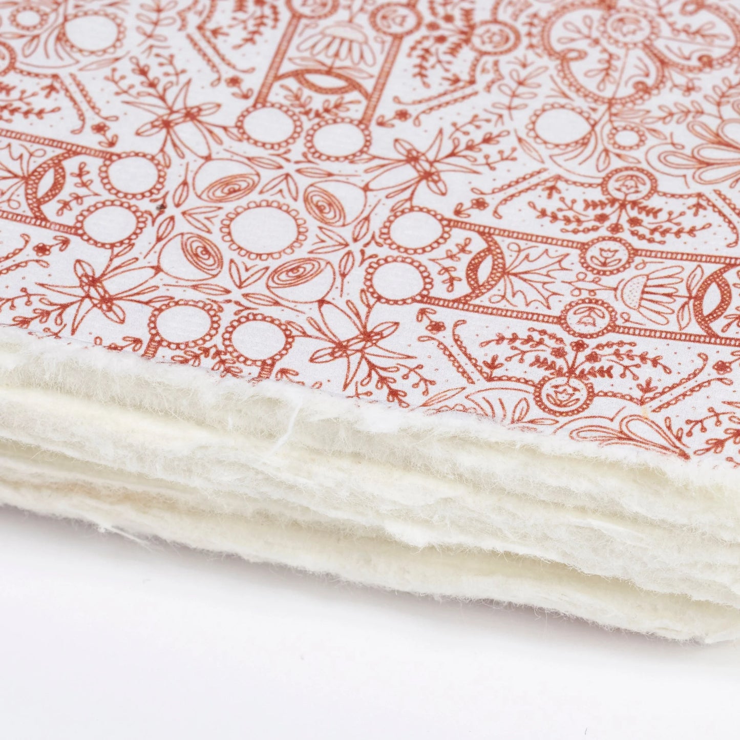 close-up of deckled edges of journal